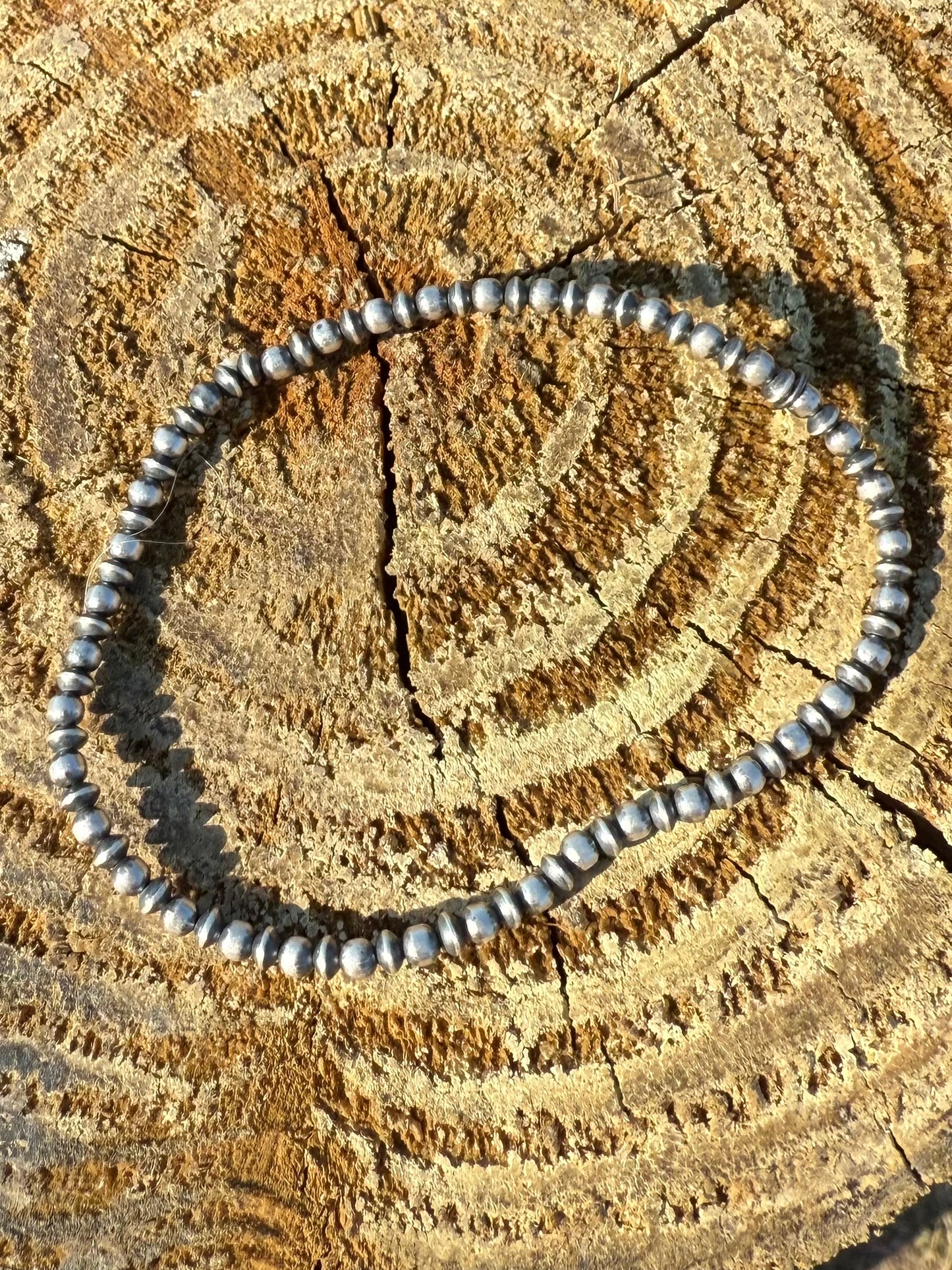 Navajo Sterling Silver Pearl Beaded Stretch Bracelet