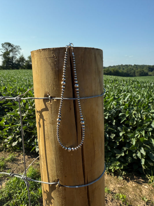 16" Navajo Sterling Silver Pearl Beaded Necklace