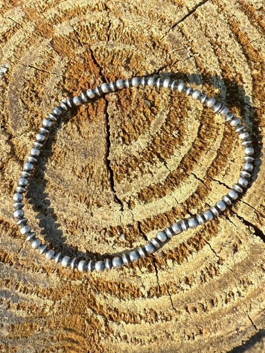 Navajo Sterling Silver Pearl Beaded Stretch Bracelet