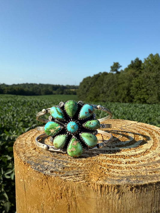 Handmade Sterling Silver Sonoran Mountain Turquoise Cuff